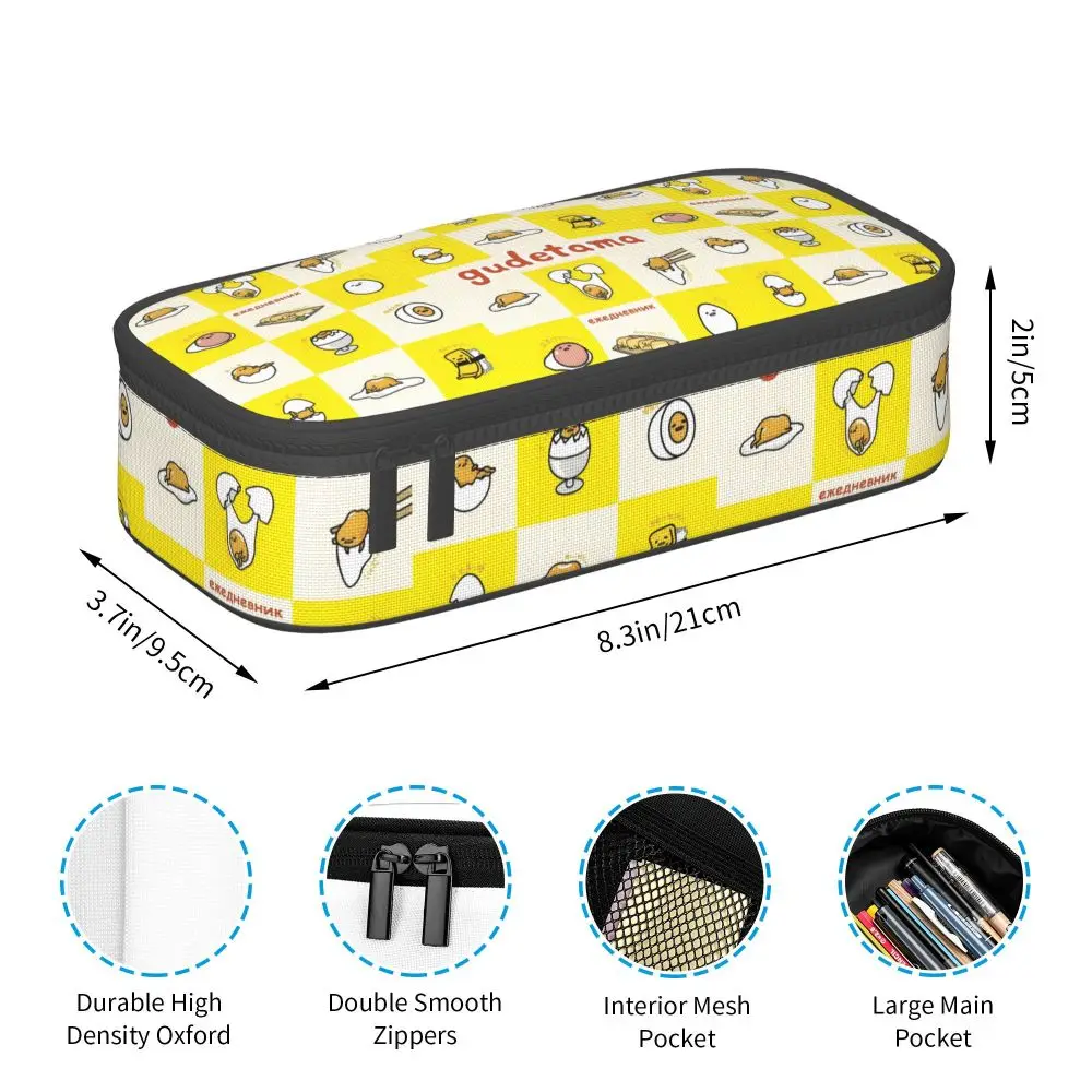 Kawaii Cartoon Gudetama Yellow And White Pencil Case