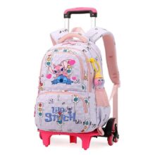 Kawaii Cartoon Stitch And Angel Printed Trolley Backpack Kawaii Cartoon Stitch And Angel Printed Trolley Backpack