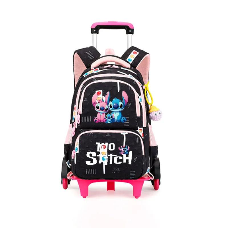 Kawaii Anime Angel And Stitch Family Printed Trolly Backpack