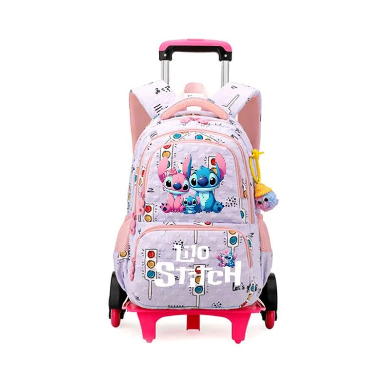 Kawaii Anime Angel And Stitch Family Printed Trolly Backpack