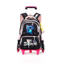 Kawaii Anime Stitch Rolling Backpack (Copy) Anime Kawaii Lilo And Stitch Printed Trolly Backpack