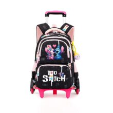 Kawaii Anime Angel And Stitch Rolling Backpack Kawaii Anime Angel And Stitch Rolling Backpack