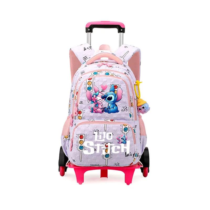 Kawaii Anime Angel And Stitch Rolling Backpack Kawaii Anime Angel And Stitch Rolling Backpack
