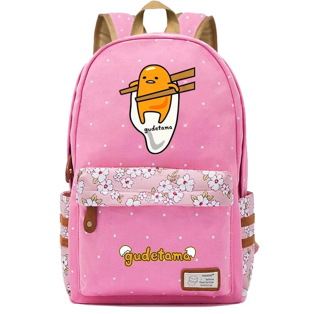 Kawaii Gudetama Printed Canvas Backpack