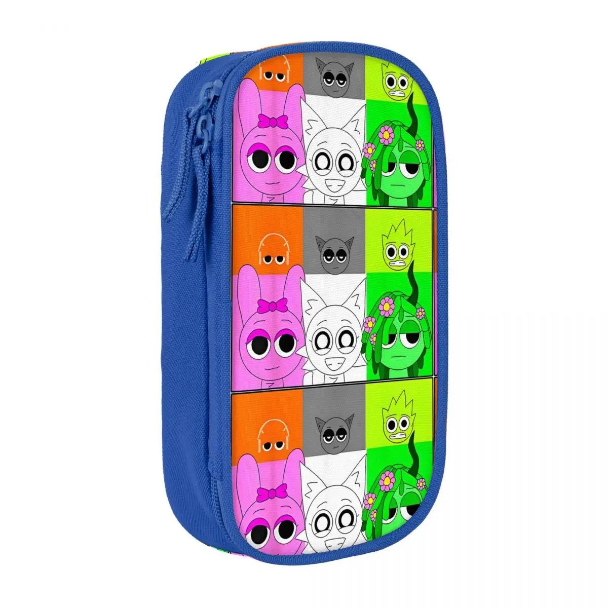 Kawaii Cartoon Sprunki Character Pattern Student Pencil Case