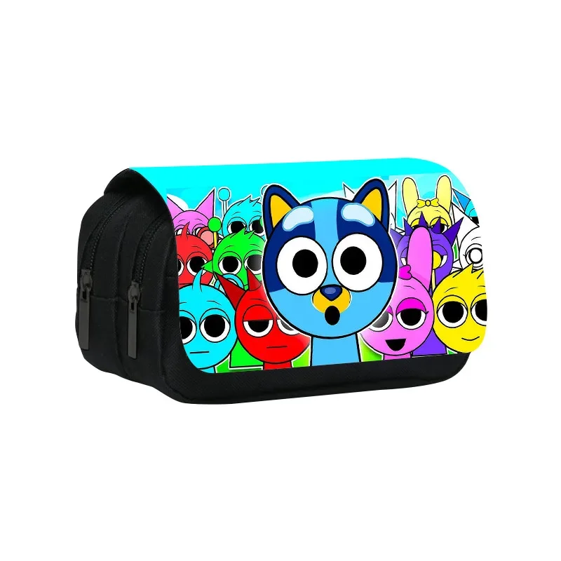 Cartoon Sprunki Character Kawaii Student Pencil Case