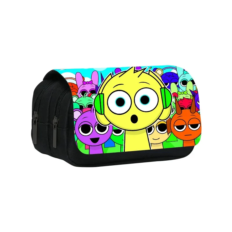 Cartoon Kawaii Sprunki Character Printed Pencil Case