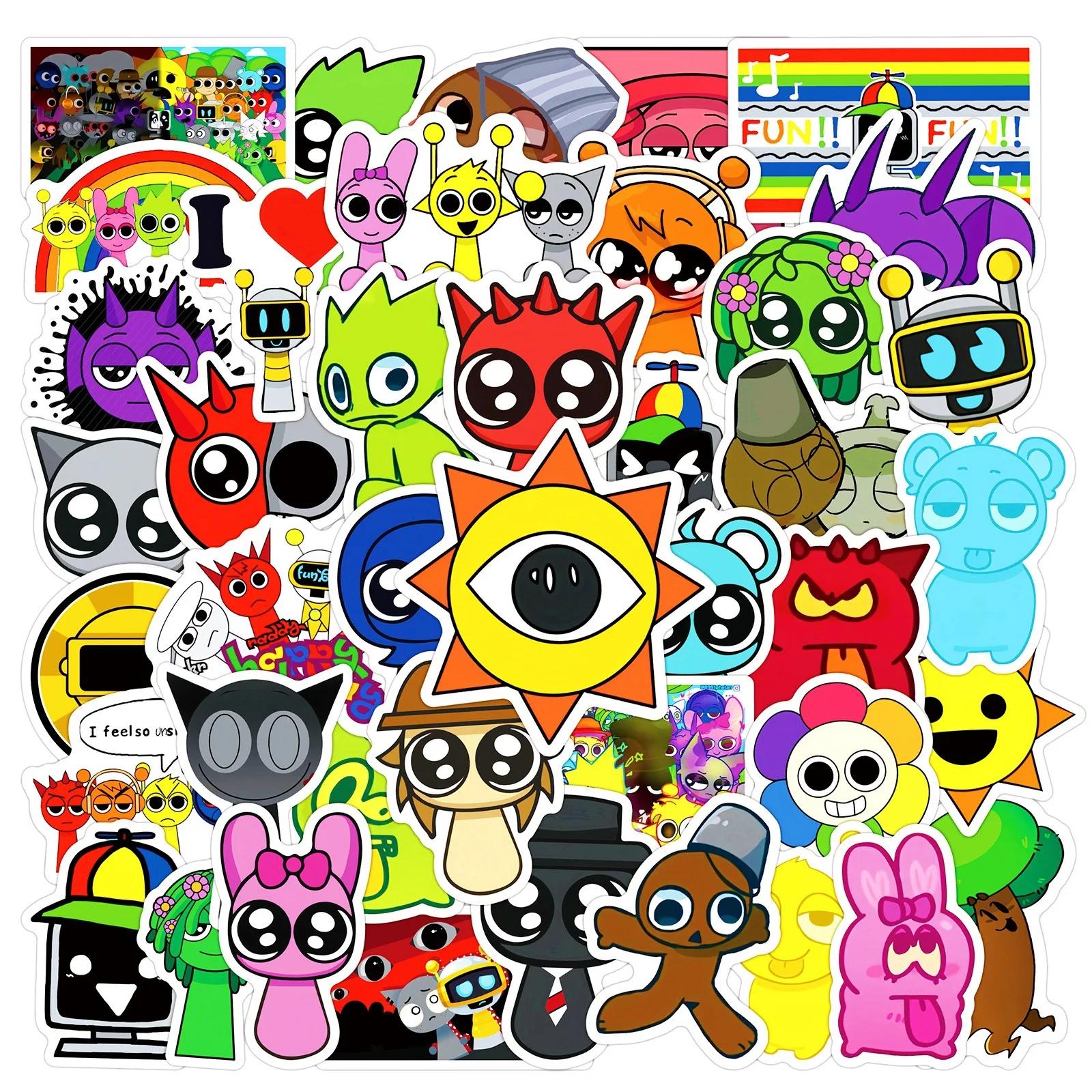 60Pcs Sprunki Kawaii Waterproof Sticker