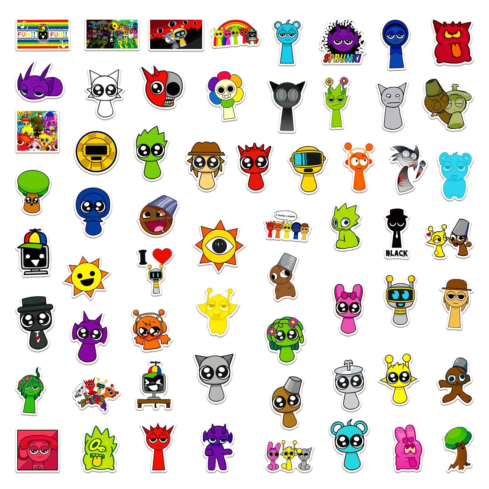 60Pcs Kawaii Sprunki Waterproof Sticker