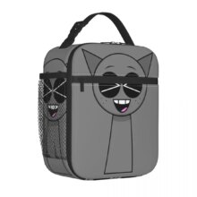 Cartoon Kawaii Sprunki Gray Insulated Lunch Bag Cartoon Kawaii Sprunki Gray Insulated Lunch Bag
