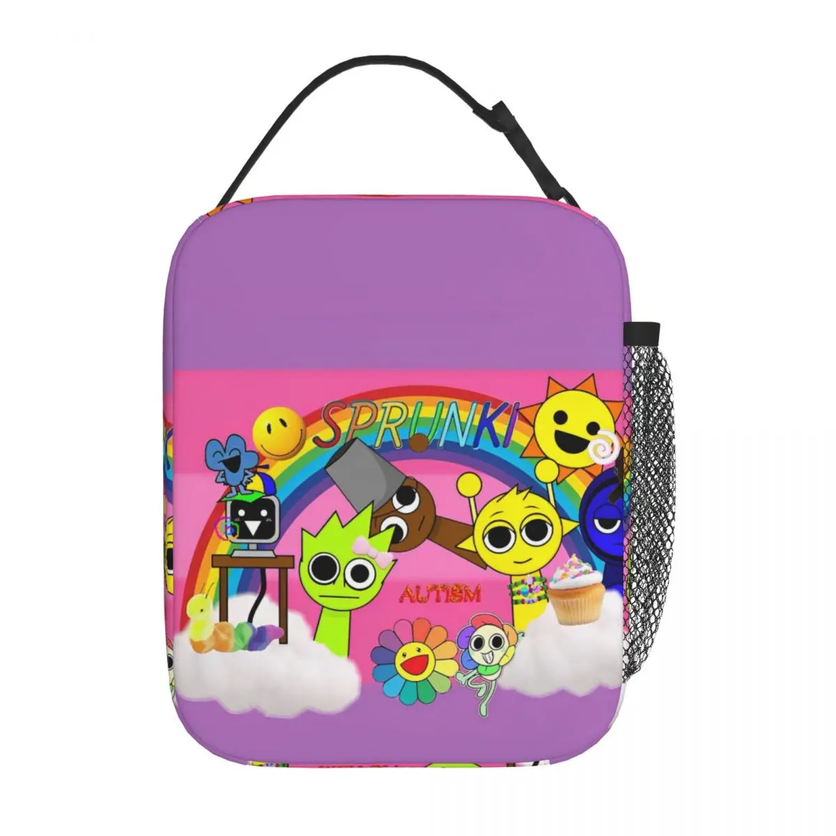 Kawaii Cartoon Sprunki Character Polyester Lunch Bag