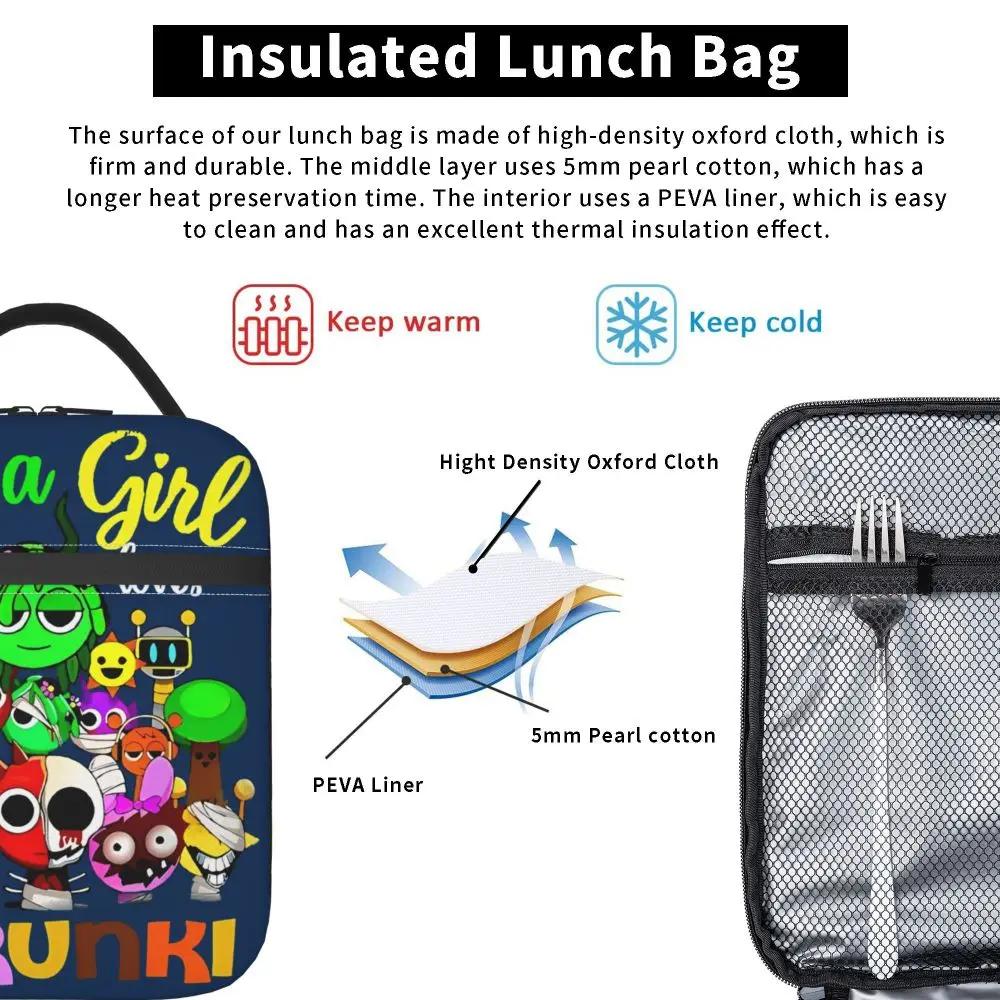 Kawaii Cartoon Just A Girl Who Loves Sprunki Insulated Lunch Bag