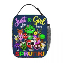 Kawaii Cartoon Just A Girl Who Loves Sprunki Insulated Lunch Bag Kawaii Cartoon Just A Girl Who Loves Sprunki Insulated Lunch Bag