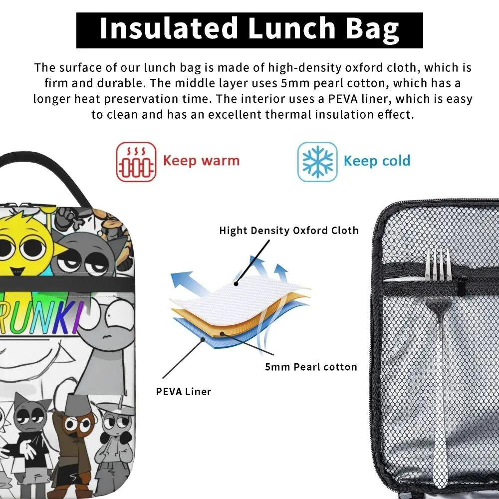 Cartoon Incredibox Sprunki Character Kawaii Insulated Lunch Bag