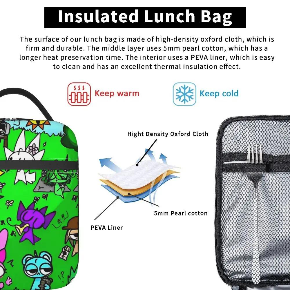 Kawaii Cartoon Incredibox Sprunki Character Insulated Lunch Bag