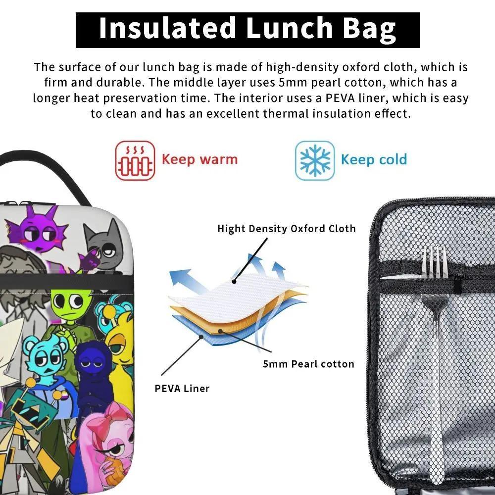 Cartoon Kawaii Incredibox Sprunki Character Insulated Lunch Bag