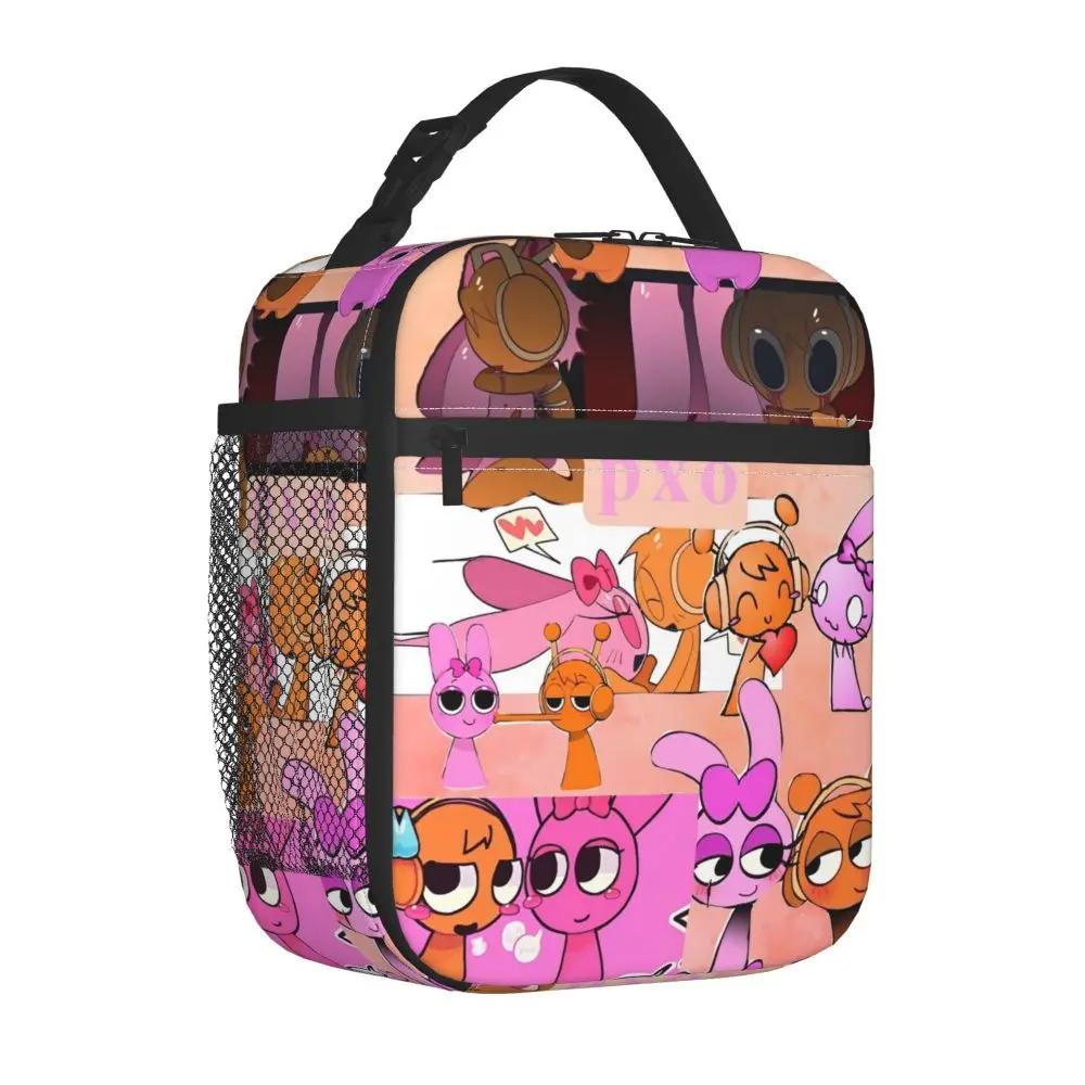Kawaii Cartoon Sprunki Oren Love Pinki Insulated Lunch Bag