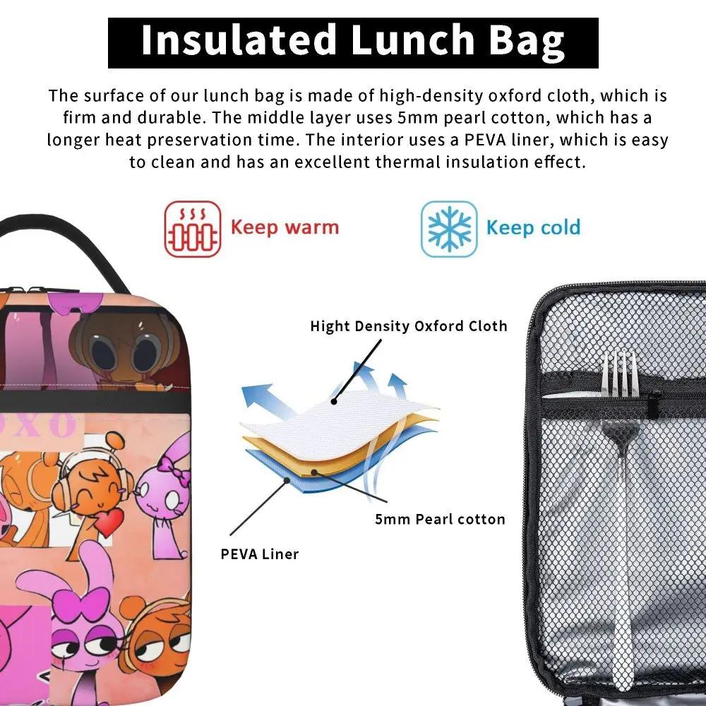 Kawaii Cartoon Sprunki Oren Love Pinki Insulated Lunch Bag