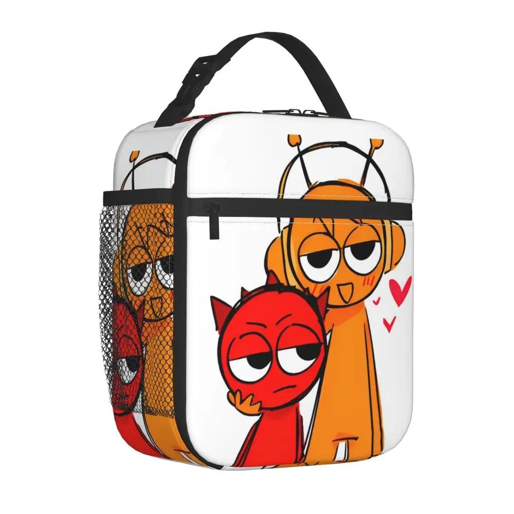 Kawaii Cartoon Sprunki Oren And Raddy Insulated Lunch Bag