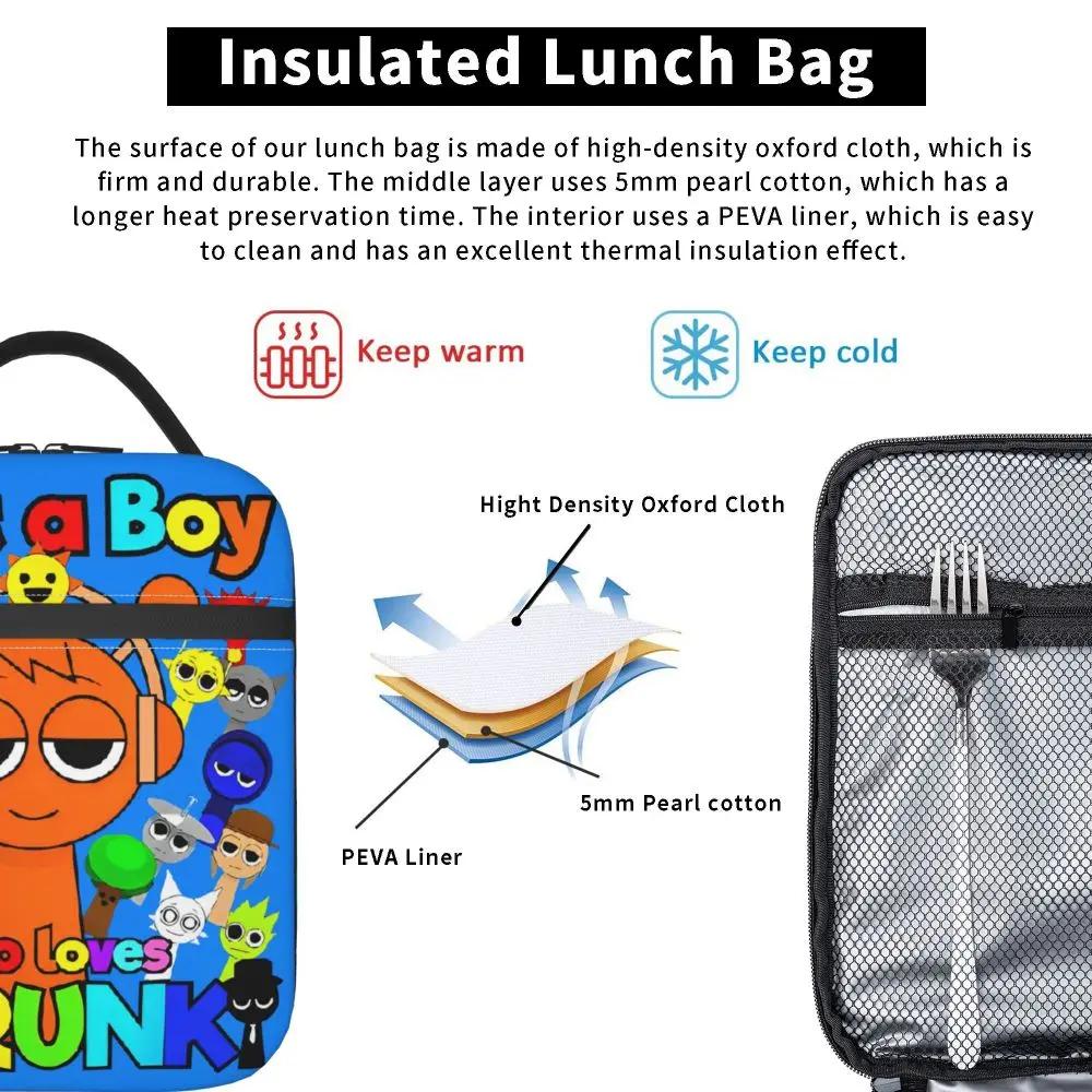 Kawaii Cartoon Just A Boy Who Loves Sprunki Insulated Lunch Bag