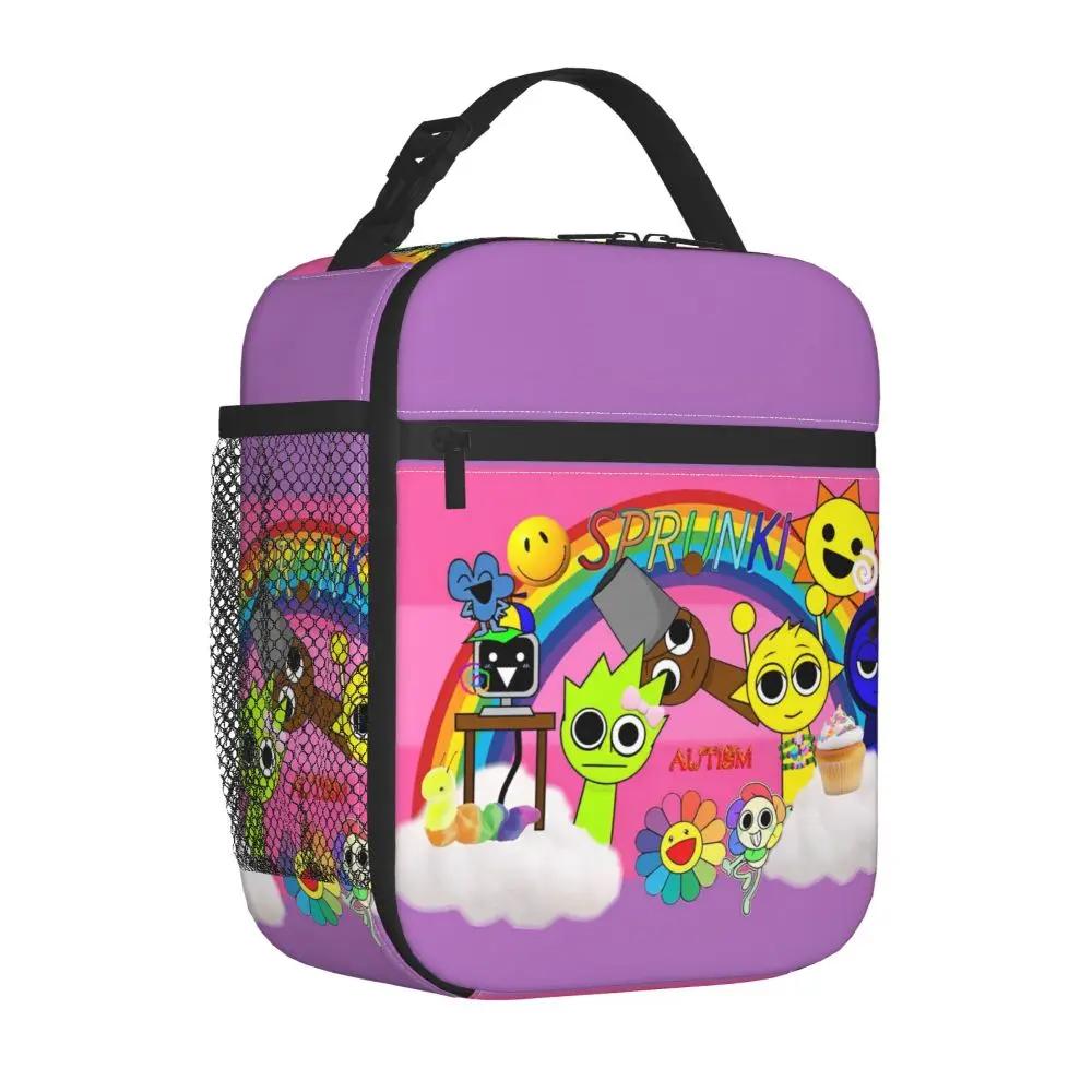 Kawaii Cartoon Sprunki With Rainbow Insulated Lunch Bag
