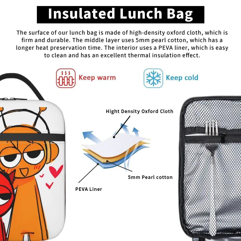 Kawaii Cartoon Sprunki Oren And Raddy Insulated Lunch Bag