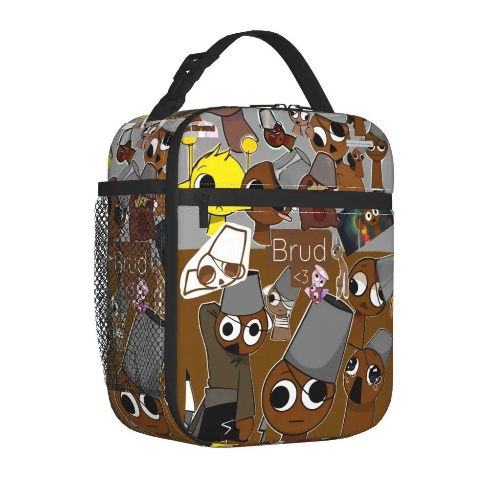 Kawaii Cartoon Incredibox Sprunki Brud Pattern Insulated Lunch Bag