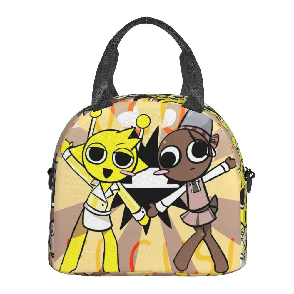 Kawaii Incredibox Sprunki Simon And Brud Insulated Lunch Bag With Adjustable Shoulder Strap