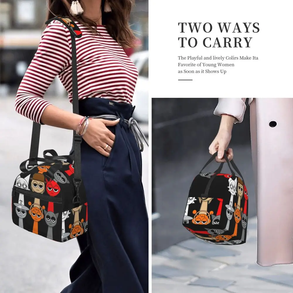 Incredibox Sprunki Character Kawaii Insulated Lunch Bag With Adjustable Shoulder Strap