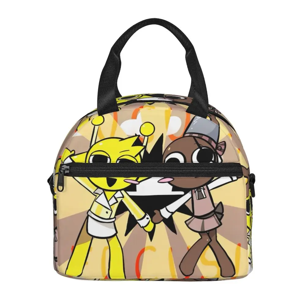 Kawaii Incredibox Sprunki Simon And Brud Insulated Lunch Bag With Adjustable Shoulder Strap