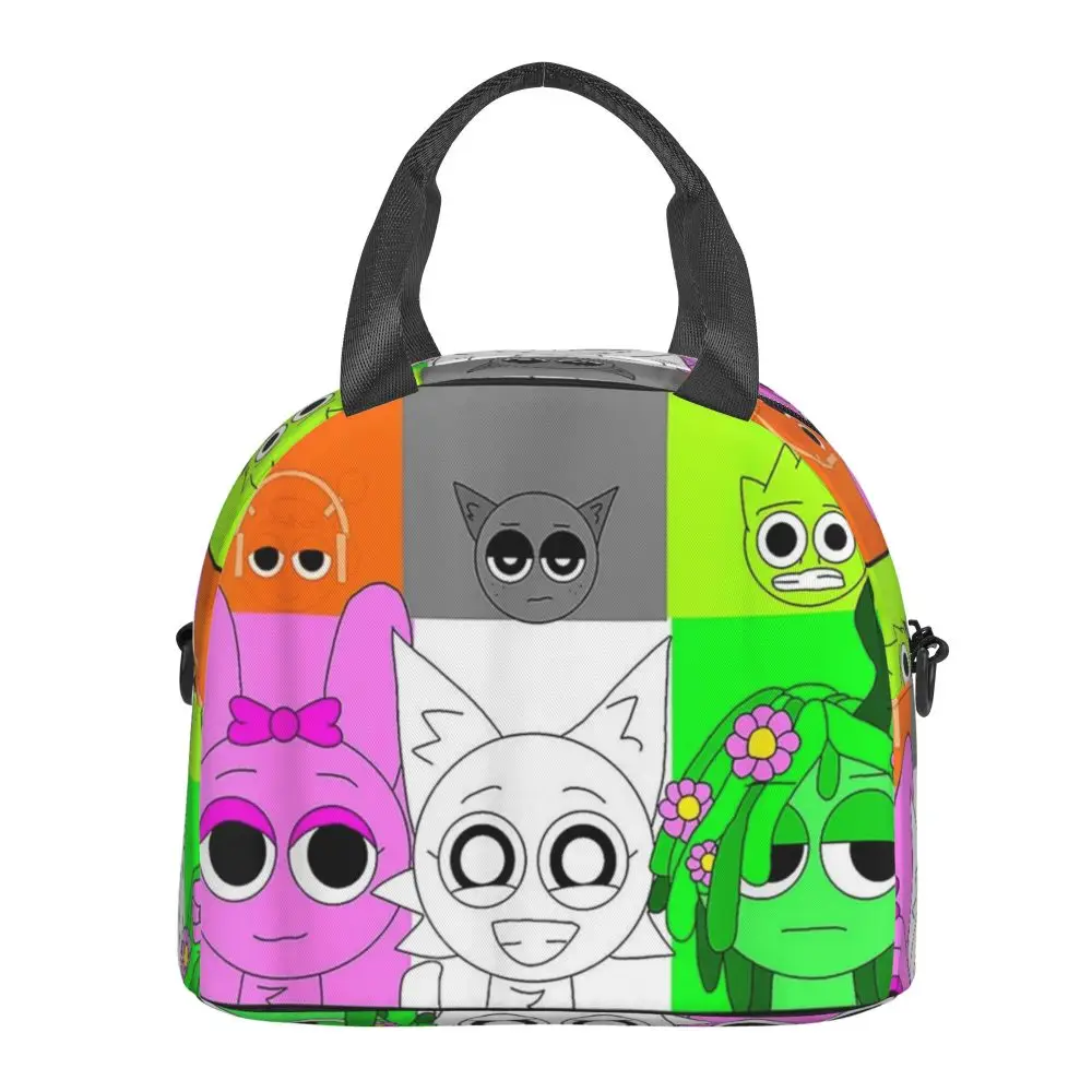 Incredibox Sprunki Character Printed Kawaii Insulated Lunch Bag With Adjustable Shoulder Strap