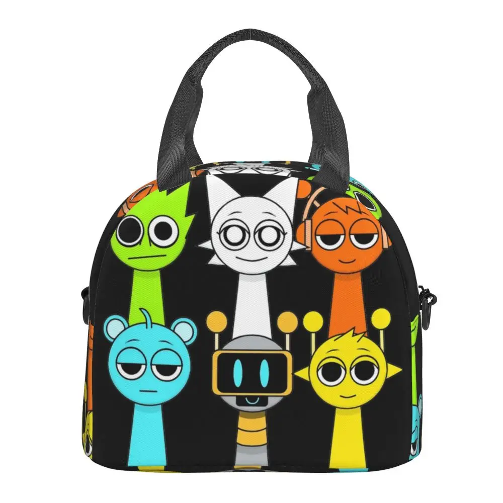 Cartoon Kawaii Incredibox Sprunki Character Insulated Lunch Bag With Adjustable Shoulder Strap