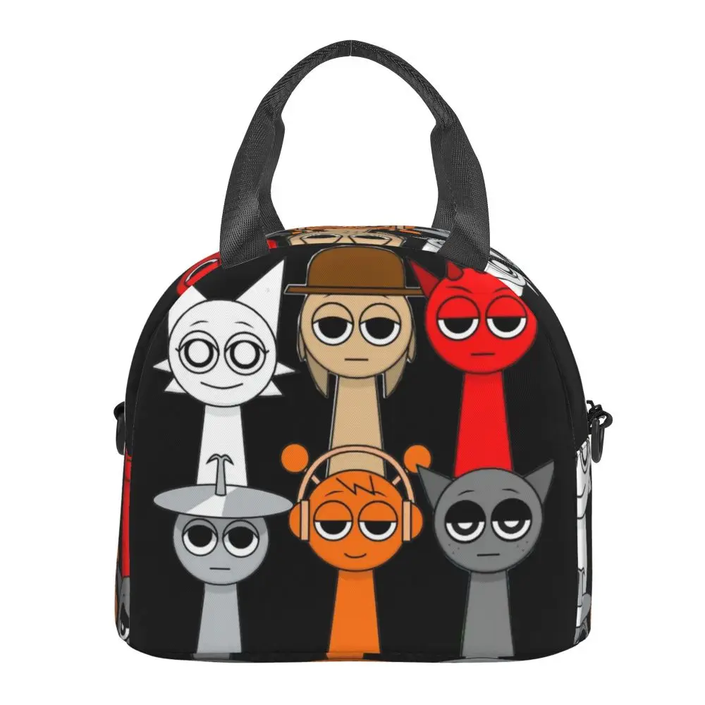 Incredibox Sprunki Character Kawaii Insulated Lunch Bag With Adjustable Shoulder Strap