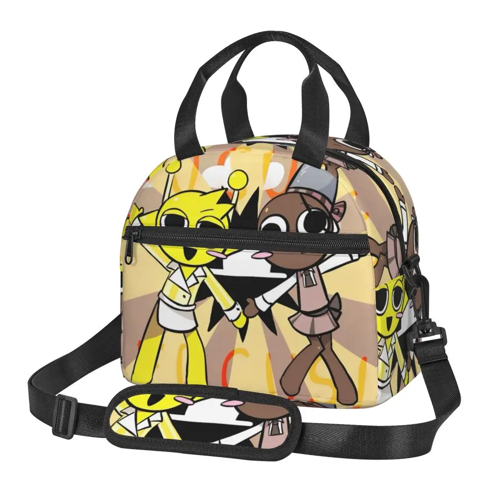 Kawaii Incredibox Sprunki Simon And Brud Insulated Lunch Bag With Adjustable Shoulder Strap