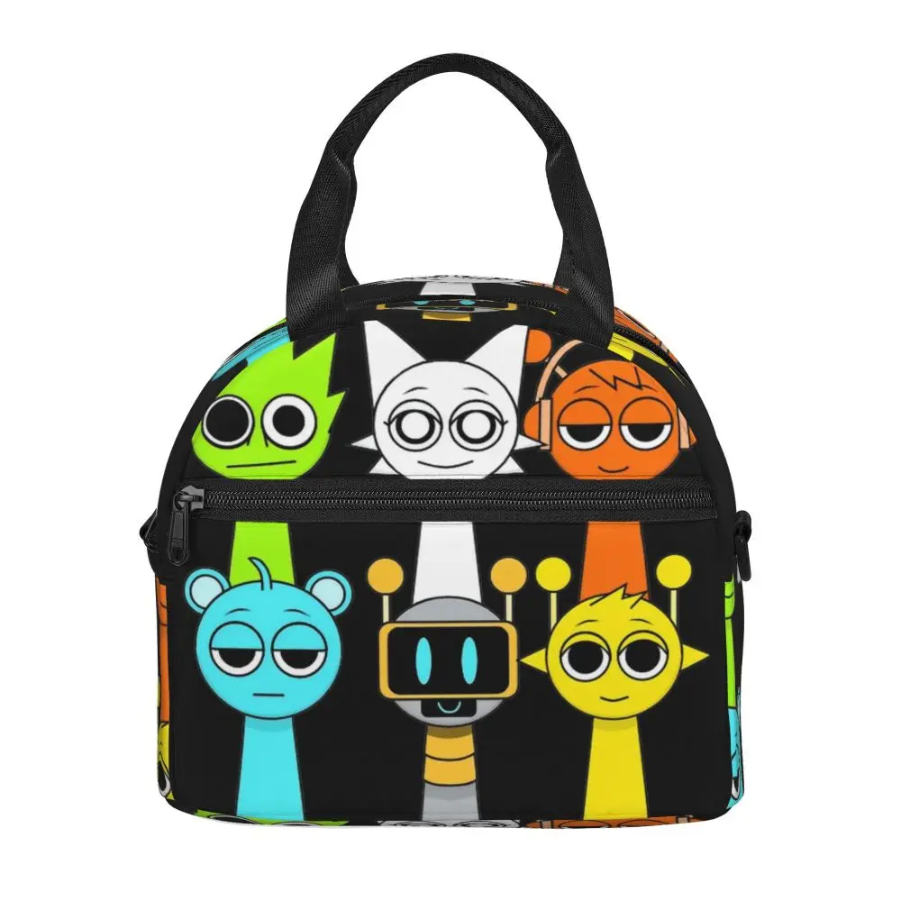 Cartoon Kawaii Incredibox Sprunki Character Insulated Lunch Bag With Adjustable Shoulder Strap