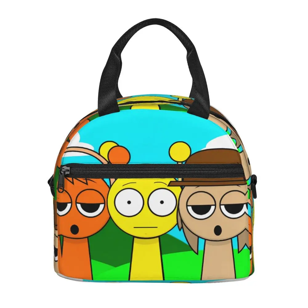 Kawaii Anime Incredibox Sprunki Character Insulated Lunch Bag With Adjustable Shoulder Strap