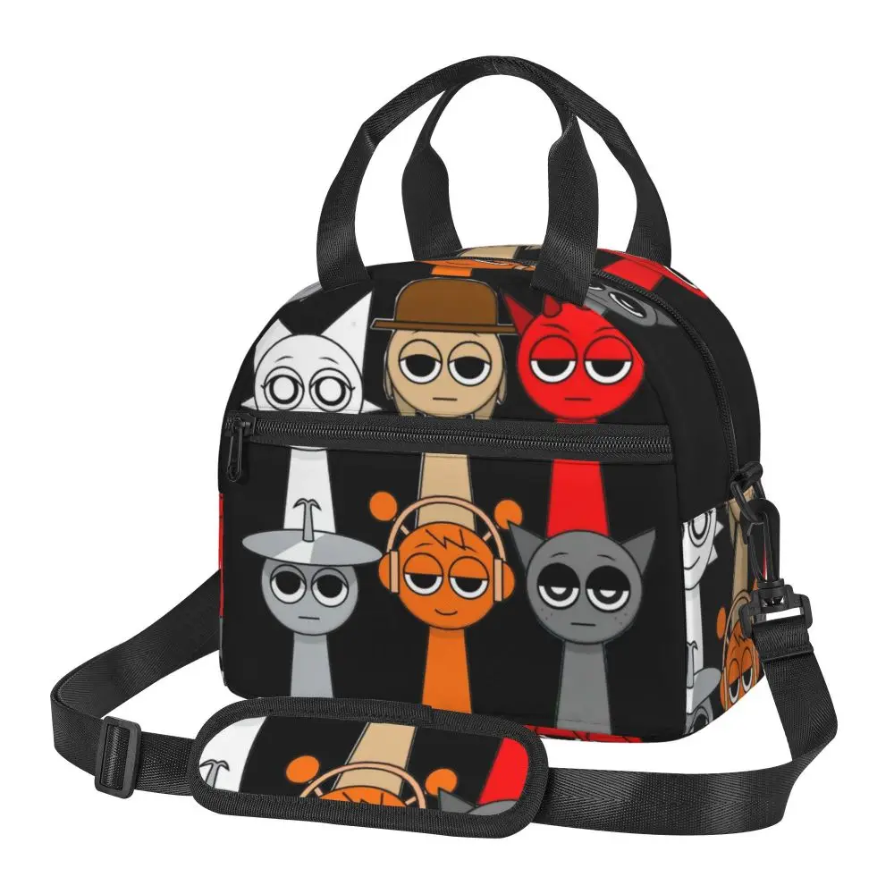Incredibox Sprunki Character Kawaii Insulated Lunch Bag With Adjustable Shoulder Strap