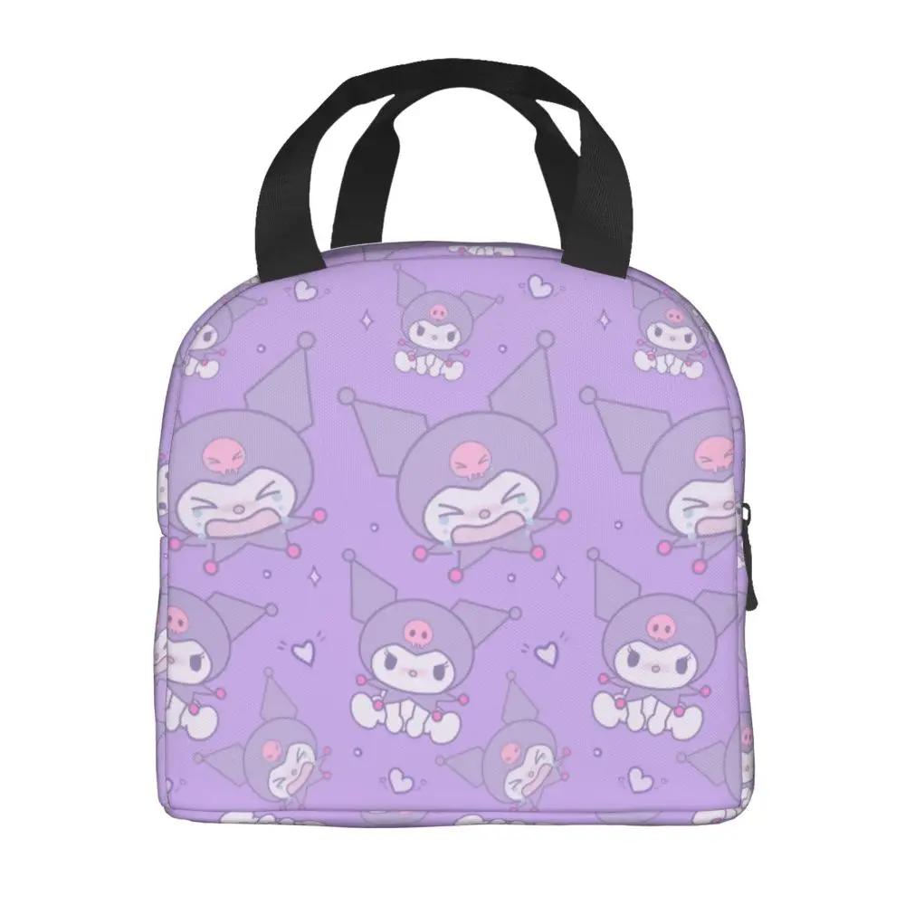 Sanrio Kawaii Cartoon Kuromi Pattern Insulated Lunch Bag