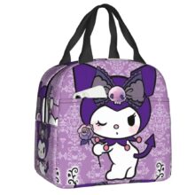 Sanrio Kawaii Cartoon Kuromi With Rose Insulated Lunch Bag Sanrio Kawaii Cartoon Kuromi With Rose Insulated Lunch Bag