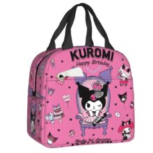 Sanrio Kawaii Cartoon Kuromi Happy Birthday Insulated Lunch Bag Sanrio Kawaii Cartoon Kuromi Happy Birthday Insulated Lunch Bag