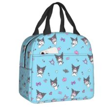 Sanrio Kawaii Cartoon Kuromi Pattern Printed Blue Insulated Lunch Bag Sanrio Kawaii Cartoon Kuromi Pattern Printed Blue Insulated Lunch Bag