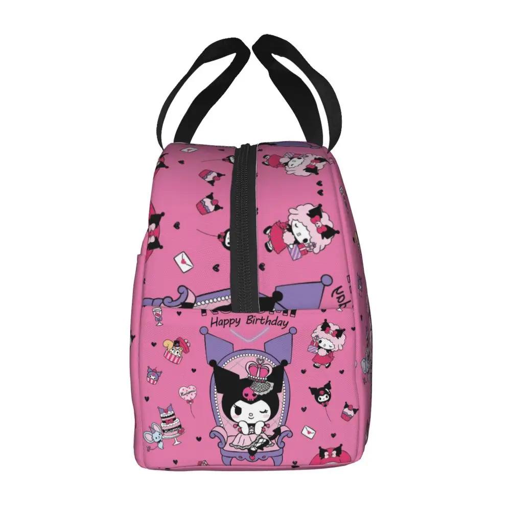 Sanrio Kawaii Cartoon Kuromi Happy Birthday Insulated Lunch Bag
