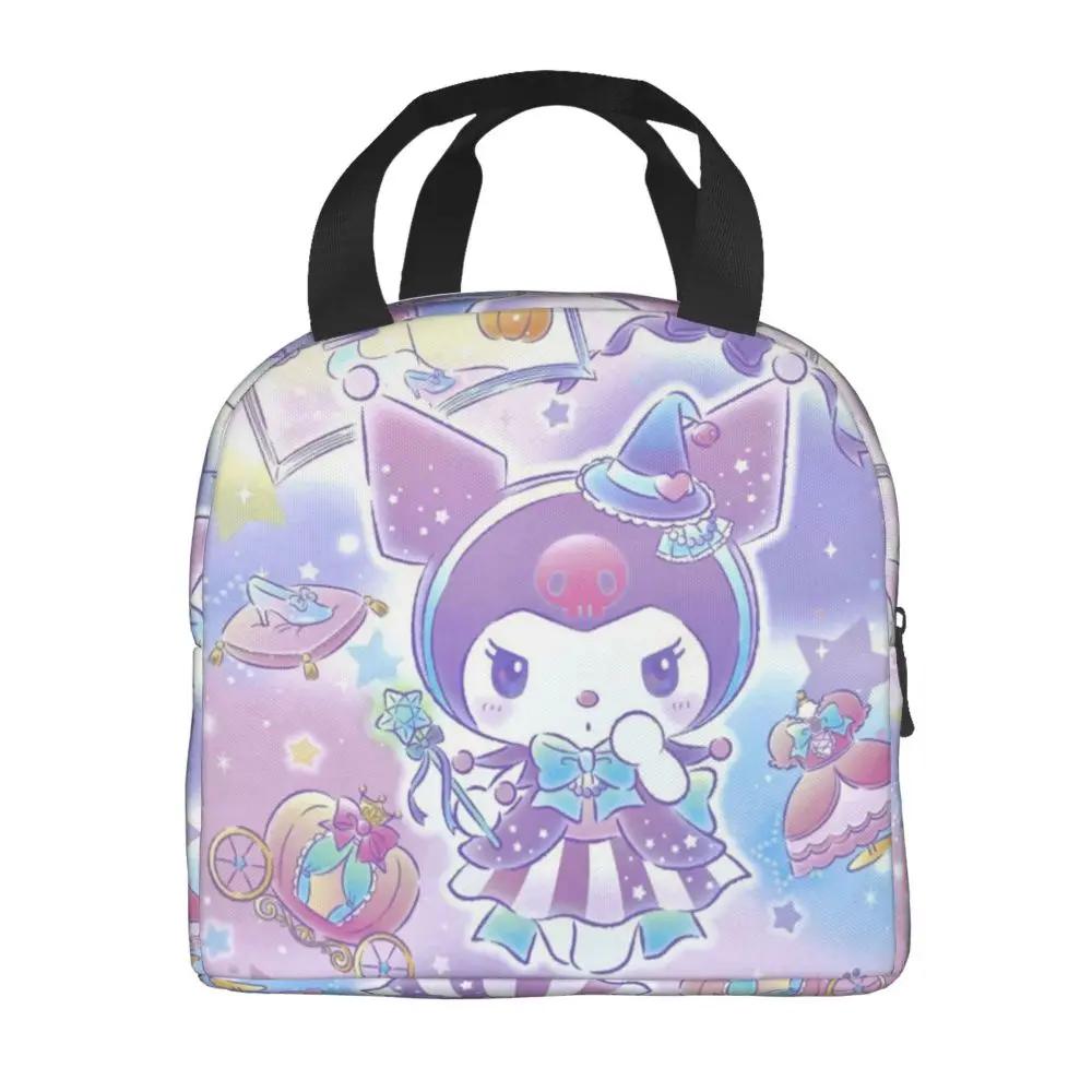 Kawaii Sanrio Cartoon Kuromi Printed Insulated Lunch Bag