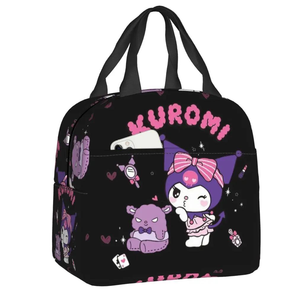 Sanrio Kawaii Cartoon Kuromi Printed Insulated Lunch Bag