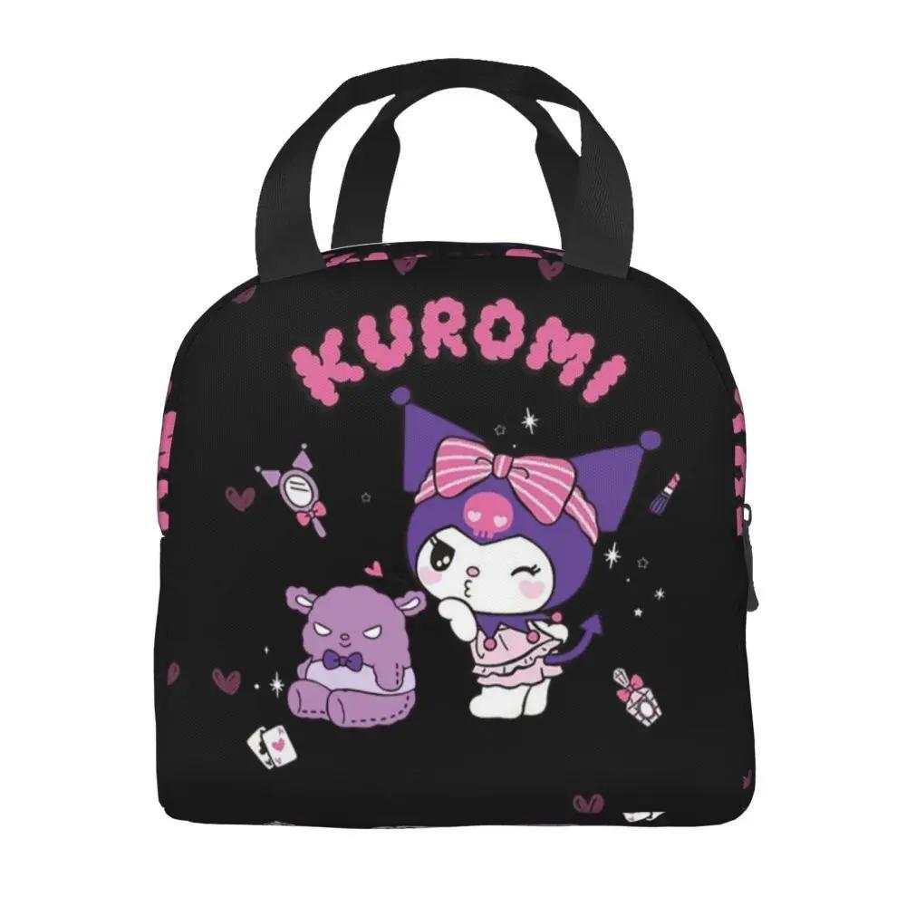Sanrio Kawaii Cartoon Kuromi Printed Insulated Lunch Bag