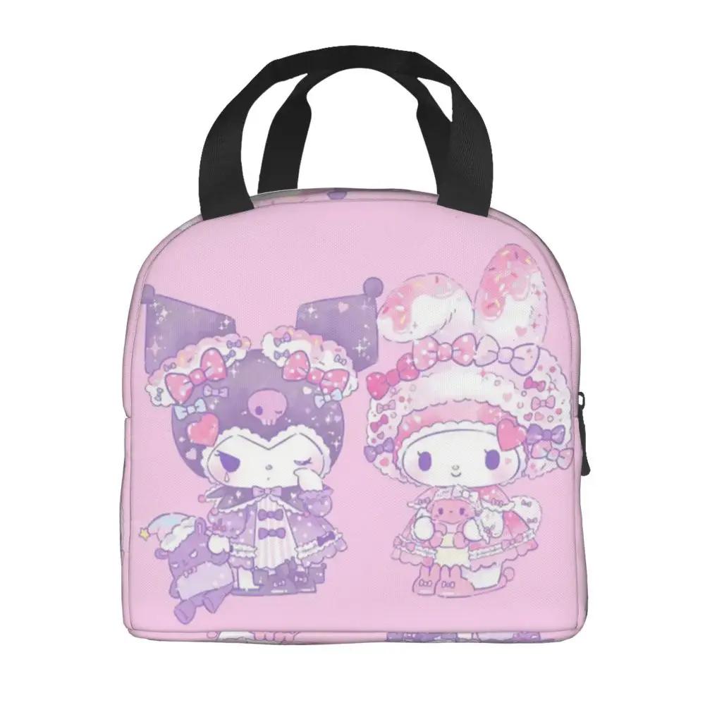 Sanrio Kawaii Cartoon Kuromi And My Melody Insulated Lunch Bag