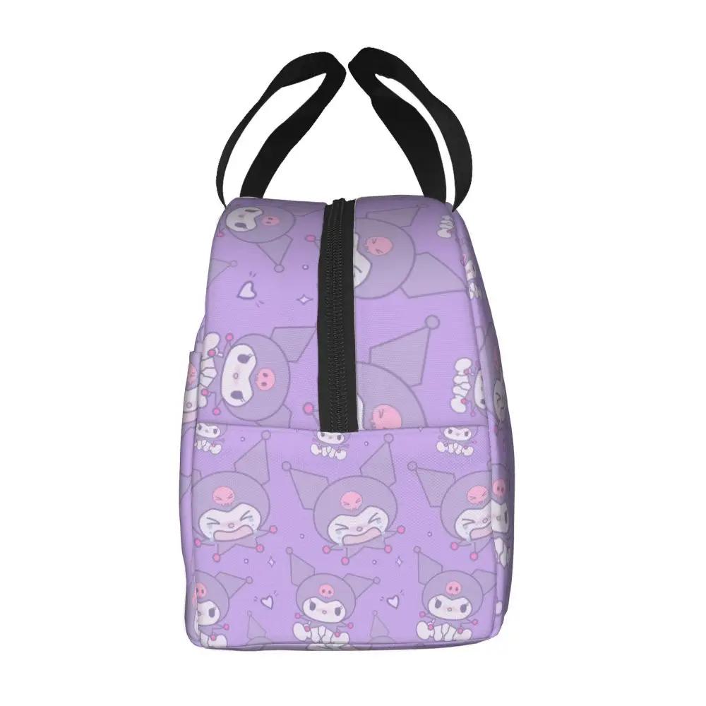 Sanrio Kawaii Cartoon Kuromi Pattern Insulated Lunch Bag