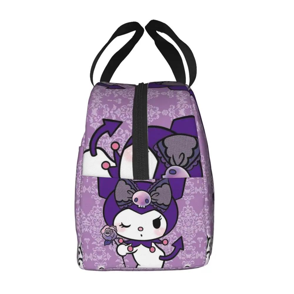 Sanrio Kawaii Cartoon Kuromi With Rose Insulated Lunch Bag