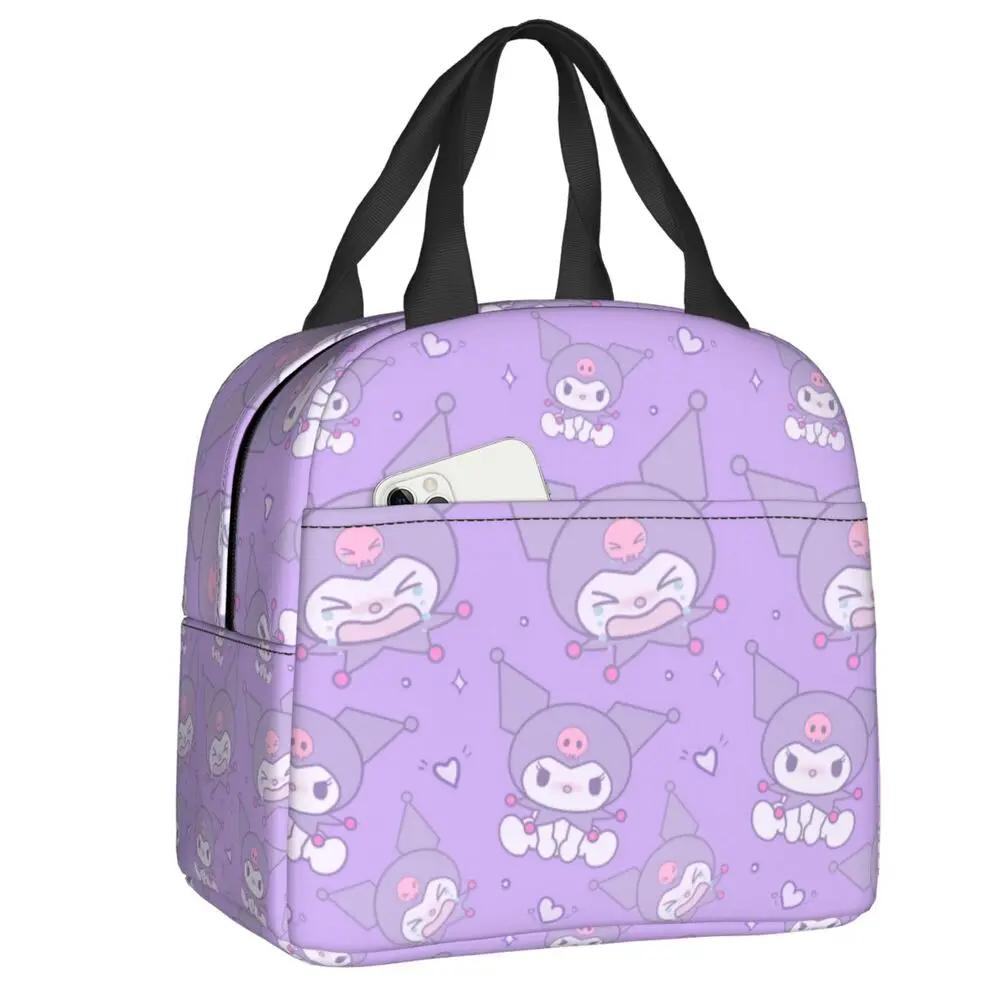 Sanrio Kawaii Cartoon Kuromi Pattern Insulated Lunch Bag