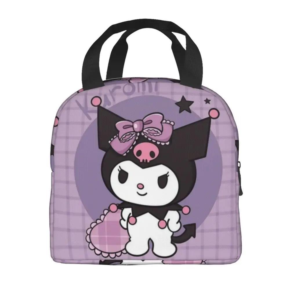 Kawaii Cartoon Kuromi Printed Insulated Lunch Bag